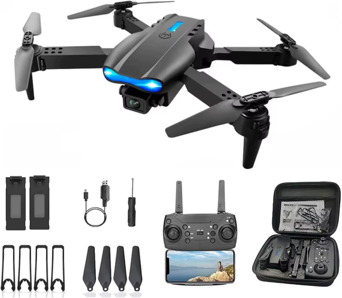 Outra vista do conjunto do drone preto dobrável